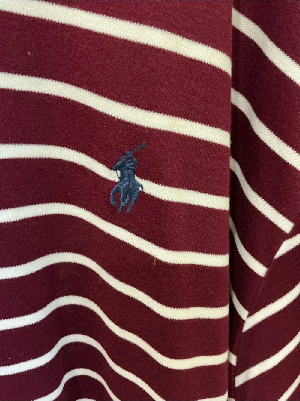 Ralph Lauren Men’s Maroon & White Striped Polo Shirt